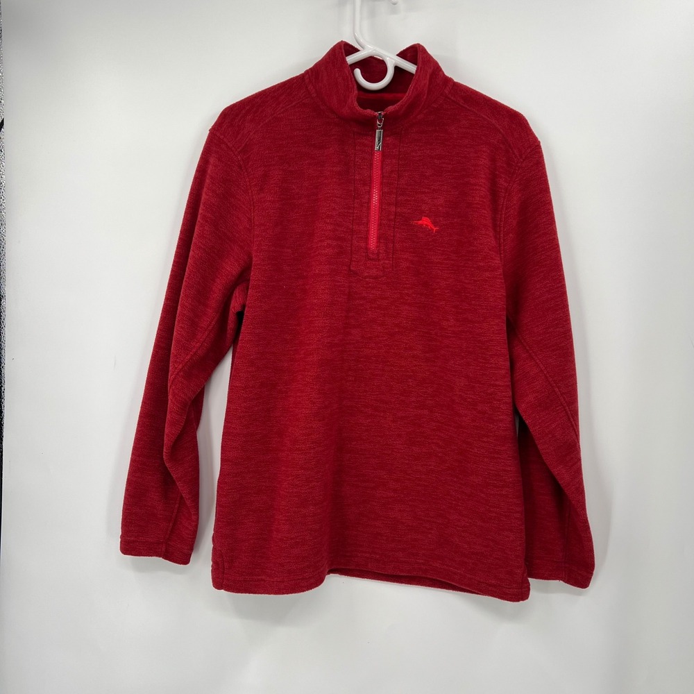 Tommy Bahama Cloud Peak Half Zip Pullover Fleece Mens Small Sangria Red